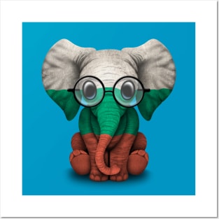 Baby Elephant with Glasses and Bulgarian Flag Posters and Art